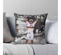Tadej Pogacar Road Racing Cyclist - Funda de almohada cuadrada de poliéster y lino, terciopelo, decoración creativa con cremallera, funda de cojín para coche