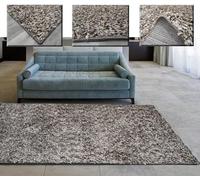 TADI & IMPERIO Alfombra Pelo Largo para salón, Sala de Estar, Dormitorio, Pasillo de Colores Beige y marrón