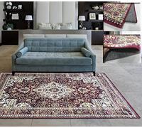 Tadi & Imperio1979 Alfombra clásica Muy Fina para Pasillo, Dormitorio y recibidor de Estilo Tradicional y Elegante Colores Rojo, Taupe, Verde, OROS.