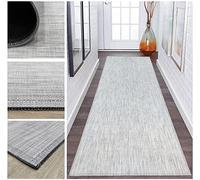 Tadi & Imperio1979 Alfombra Larga Vinilo Trenzado para Pasillo, Cocina o Dormitorio, Color Marfil Plata de Alta Resistencia con Trasera de PVC Antideslizante (Twist feston 1019)
