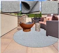 Tadi & Imperio1979 Alfombra Redonda Interior Y Exterior - Sin Pelo, Color Plata - Diámetro 150 cm - Fibra Sintética para Salón y Terraza