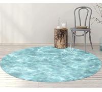 Tadi & Imperio1979 Alfombra Redonda vinílica Juvenil de 100cm; para salón salita Cocina; diseño Orilla de mar Colores Azules Turquesa, fácil Lavada y Antideslizante.