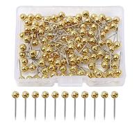 Tadipri Alrededor De 200 Unidades Tachuelas Para Mapas, Chinchetas Para Mapas Multicolor, Pines De Bola, Mapa Alfileres, Cabeza Redonda De 4Mm, Con Punta De Acero Inoxidable (Oro)
