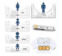 Tadipri Ropa Moda Regla, 5 Piezas Guía De Reglas De Camisetas, Herramientas De Alineación De Camisetas Para Costura Y Diseño De Patrón De Costura, Regla De Corte Multiusos Con 1 Cinta Métrica (Pvc)