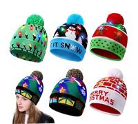 Tadoiooy Sombrero de Santa,Tapa navideña, Light up Christmas Hat 5 pcs led temnado seguimente Unisex Tapa de suéter de Navidad con Luces Coloridas Mantenga la Cabeza Caliente para el año Nuevo A