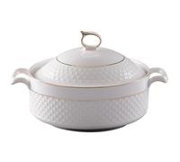 Tadoiooy Tureens, sopa Cerámica, 1.5L Servir cuencos con borde de oro Tureen con tapa y cucharón para pasta, sopa