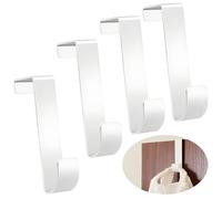 Tadpolez 4 Piezas Ganchos Sobre Puerta,Perchero De Puerta Trasera Colgadores De Puerta Ganchos Ganchos Cocina Metal Ganchos Colgador Puerta Para Puertas De Dormitorio, Cajones,Baño Y Cocina (White)