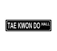TAE KWON DO HALL - Letrero deportivo de metal para calle, bar, cafetería, garaje, cueva, hogar, habitación, baño, granja, jardín, porche, patio, 40,6 x 10,2 cm