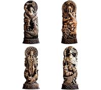TAECOOOL Estatua de Resina de Dios nórdico, panteones escandinavos, estatuilla de Dioses nórdicos, mitología vikinga, gabinete de Vino para el hogar, estantería, Escultura oramento (4 Piezas)