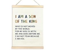 TAEDIN Marco para colgar póster, diseño cristiano con texto en inglés "I am a Son of the King", lienzo de madera, impresión de obras de arte de letras para decoración de pared de habitación de niños,