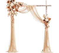 Taeku Arco para Boda Decorativa, 75 x 600 cm Cortina de Gasa Romantica Arco Tela de Cortina para Decoración de Bodas, Ceremonia, Recepción, Fiesta, Telón de Fondo (Champán)