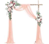 Taeku Arco para Boda Decorativa, 75 x 600 cm Cortina de Gasa Romantica Arco Tela de Cortina para Decoración de Bodas, Ceremonia, Recepción, Fiesta, Telón de Fondo (Rosa)