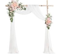Taeku Arco para Boda Decorativa, 75 x 600 cm Cortina de Gasa Romantica Arco Tela de Cortina para Decoración de Bodas, Ceremonia, Recepción, Fiesta, Telón de Fondo (Blanco)