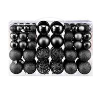Taeku Bolas de Navidad Set, 100Pcs Adornos Variados Transparentes Bolas de Navidad Decoraciones Ornamentales con Ganchos para Fiestas Bodas Festivales (Negro)