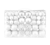 Taeku Bolas de Navidad Set, 100Pcs Adornos Variados Transparentes Bolas de Navidad Decoraciones Ornamentales con Ganchos para Fiestas Bodas Festivales (Blanco)