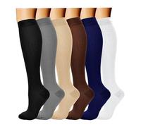 Taeku Calcetines de Compresión, Mujeres Hombres Medias de Compresion Varices para Running Correr Senderismo Volar Viajar (6 Pares XXL)