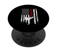 Taekwondo Bandera Estadounidense desgastada Luchador patriótico de Estados Unidos PopSockets PopGrip Adhesivo