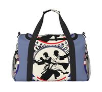 Taekwondo Design - Bolsa de viaje con cremalleras y asas, bolsa de lona plegable grande para vacaciones familiares, Black, Talla única