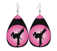 Taekwondo Design - Pendientes de piel para mujer, diseño de lágrima, ligeros, para uso diario, fiesta, fecha, talla única, Cuero