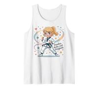 Taekwondo Girl Cinturón Negro Golpes Kicks Colas De Caballo Karate Camiseta sin Mangas