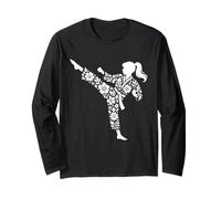 Taekwondo Girl High Kick Floral Artes Marciales Mujeres Karate Manga Larga