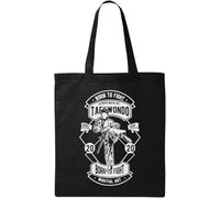 Taekwondo Martial Arts Born to Fight - Bolsa de algodón ecológico natural, color negro, Black, Talla única