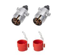 TAEUYYM 2 x Enchufe Remolque 7 Pines, 12V Impermeable Metal Enchufe Conector Remolque 7 Pines, con Soporte de Enchufe de Remolque, para RV Camión Auto Remolque Conector