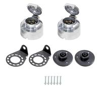 TAEUYYM 2 x Zócalo Remolque 7 Pines, 12V Impermeable Metal Zócalo Conector Remolque 7 Pines, Con Soporte de Zócalo de Remolque y Junta de Goma Zócalo de Remolque, Para RV Camión Auto Conector Remolque