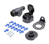 TAEUYYM Enchufes Zócalo de Remolque 13 Pines & Soporte para Montaje Metal Kit, 12V Impermeable Enchufe Zócalo Remolque 13 Pines Hembra Macho,con Almohadilla Impermeable de Goma, para RV Autos Remolque