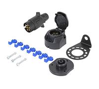 TAEUYYM Enchufes Zócalo de Remolque 7 Pines & Soporte para Montaje Metal Kit, 12V Impermeable Enchufe Para Remolques Conector, Con Almohadilla Impermeable de Goma, Para RV Remolque(Extremodeltornillo)