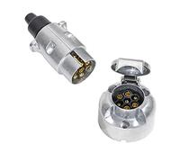 TAEUYYM Metal Enchufes de Remolque 7 Pines Y Zócalo de 7 Pines, 12V Impermeable Enchufe Hembra a Macho, Conector Para RV Camión Auto (Aleación de Aluminio)