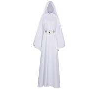 Taeyue Disfraz de princesa Leia para mujer, disfraz de princesa Leia, vestido de cosplay, con capucha, túnica larga, Halloween, carnaval, talla XL