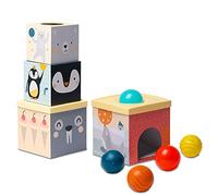 Taf Toys Ball Drop Stacker for Baby & Toddlers, Stacking Toy for Tummy Time & as Developmental Educational Toy, Stack The Tower, Drop and Roll The Sensory Balls, Various