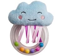 Taf Toys Cheerful Cloud Newborn Baby Rattle. Soft Plush Toddler Sensory Ring Rattle with Ribbons. Easy to Grab. Colourful Beads. Suitable for Boys & Girls from Birth