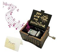 TAFACE 1 caja de música tallada con 1 tarjeta de felicitación, caja musical de madera, decoración de caja de música con manivela a mano, regalo de San Valentín, Navidad, regalo de cumpleaños (negro)