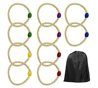 TAFACE 10 Cuerdas para lanzar Anillos con Bolsa Negra de Doble Cordón, Juego de Lanzamiento para Niños, Juguetes Redondos, Juguetes al Aire Libre para Fiestas de Cumpleaños, Reuniones Familiares