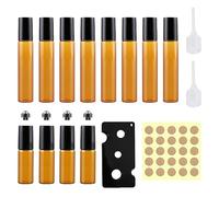TAFACE 12 botellas enrollables para aceites esenciales, botellas de vidrio enrollables marrones con dispensador de viaje, recipientes recargables, aptos para aceites esenciales, perfumes, lociones