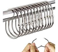 TAFACE 12 Ganchos para Cortina de Ducha, Anillas Colgantes de Cortina de Ducha de Metal Inoxidable, Ganchos ovalados para Cortina de Ducha, Accesorios para Cortina de Ducha de baño (Plata)