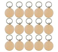TAFACE 15 llaveros de madera, llavero redondo vacío, llavero personalizado marcable, utilizado para tallar DIY, pintura, decoración, regalos, beige, 20*15*1cm