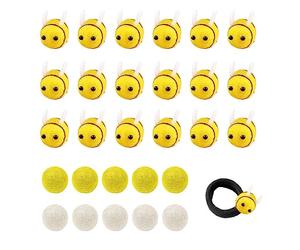 TAFACE 18 abejas de fieltro amarillas para manualidades, broche, broche, accesorios para el pelo, accesorios para el llavero, coloridas abejas, con 10 bolas de fieltro