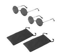 TAFACE 2 pares de gafas de sol redondas de montura negra con copos grises con 2 bolsas de gafas, gafas de sol hippie retro, unisex, gris-negro