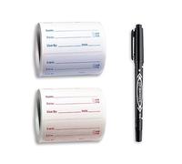 TAFACE 2 Rollos de 1000 Pegatinas para Alimentos 5 x 2,5 cm, Etiquetas Autoadhesivas Extraíbles, 1 Bolígrafo Negro, para Latas y Recipientes (Rojo)