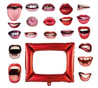 TAFACE 20 Piezas de Accesorios para Cabina de Fotos con Palos, 1Pieza de Globos para Marco de Fotos, Divertidos Accesorios para Selfies en Forma de Boca, Adecuado para Fiestas de cumpleaños, Carnaval