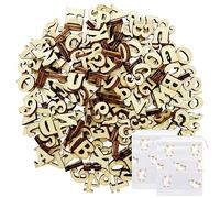 TAFACE 200 números del alfabeto de madera con 2 bolsas de almacenamiento de caballo arco iris, virutas de madera alfanuméricas, bloques educativos para niños, juego de scrabble de madera, 1.5cm