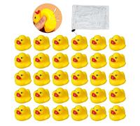TAFACE 30 Piezas Mini Patos Amarillos con Bolsa de Red Con Cordón, Patos Chirriantes de Caucho, Juguetes De Ducha Para Niños, Regalos De Decoración De Fiesta, TC30XIAOYA