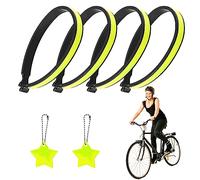 TAFACE 4 collares reflectantes, pinzas reflectantes para pantalones con 2 colgantes de estrella, elásticos para correr, senderismo, camping, ciclismo, braguetas (amarillo)