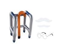 TAFACE 5 unids adulto inflable bastón broma conjunto, muletas prop, apoyabrazos hinchables vestir, bigote, gafas de vestir a propósito accesorios, broma de regalos, vestir para fiestas de cumpleaños