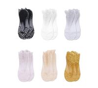 TAFACE 6 pares de calcetines para mujer, calcetines de tobillo de encaje, calcetines casuales para mujer, calcetines bajos antideslizantes para bailar, caminar, fitness, negro, blanco, rosa, gris,