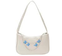 TAFACE Bolso bandolera para mujer con cadena de mariposa - bolsa de transporte, embrague de piel sintética, bolso informal de moda con cremallera, Blanco, 22 x 14 x 8 cm