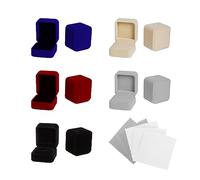 TAFACE Caja de regalo para anillos de terciopelo, 5 unidades, incluye 5 paños de limpieza para joyas, elegante caja de almacenamiento para joyas, caja de regalo clásica para anillos de compromiso